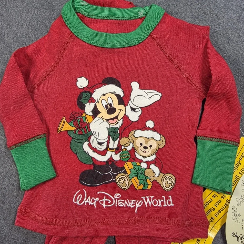 Disney Mickey Mouse Christmas Outfit Baby Boy Size 6m Red / Green NwT